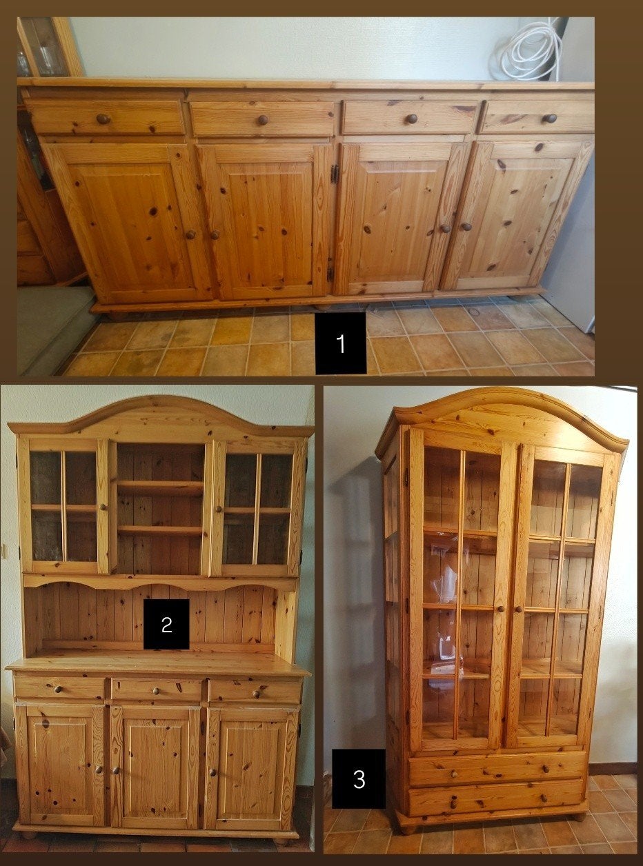 3 mooie houten (buffet) kasten, Huis en Inrichting, Ophalen, Glas