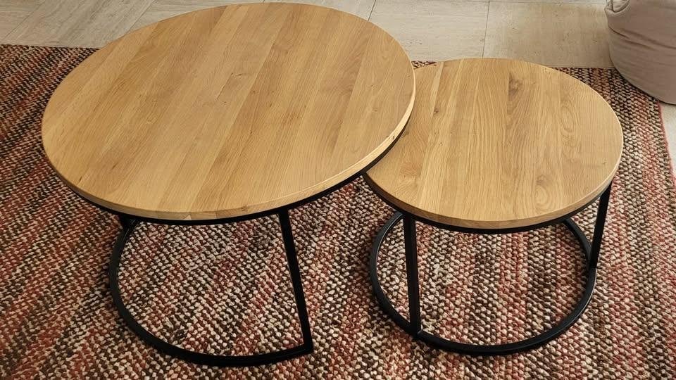 Lot de 2 tables basses gigogne en chêne, Enlèvement, Comme neuf, Chêne