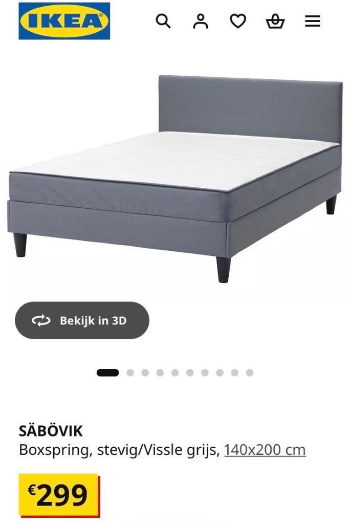 IKEA bed Sabovik, Ophalen, Tweepersoons, 140 cm, Zo goed als nieuw