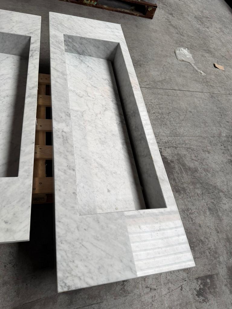 Luxe marmeren wastafel (maatwerk) –topkwaliteit, Ophalen of Verzenden, Zo goed als nieuw, Wastafel