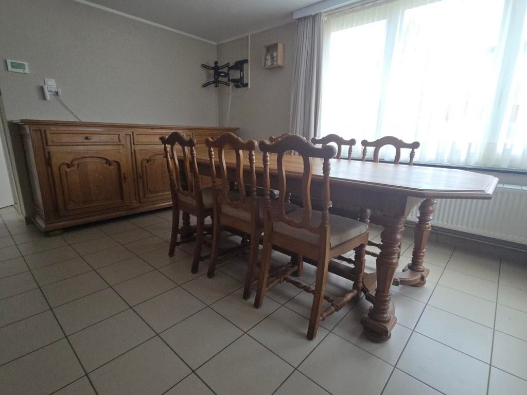 Eiken eetkamer met grote tafel, Ophalen