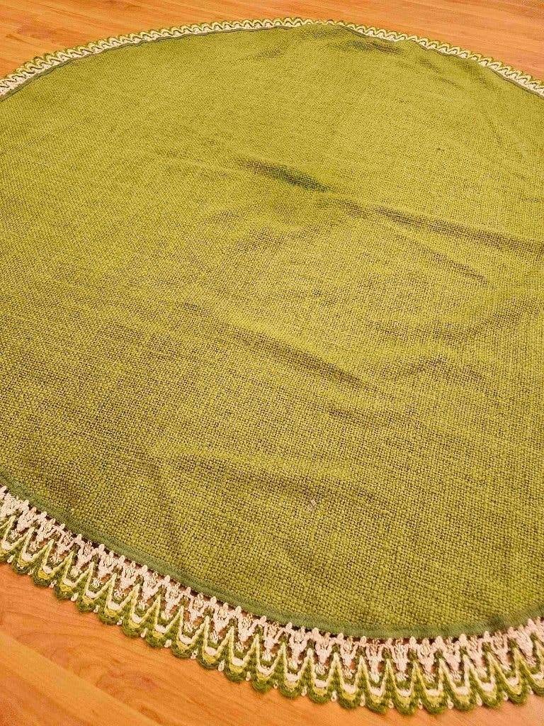 Groen rond tafelkleed 140/140, Huis en Inrichting, Rond, Ophalen of Verzenden, Zo goed als nieuw, Wol