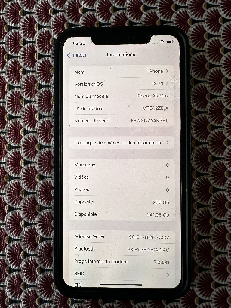 Iphone XS Max 256 Gb Argent, Télécoms, 256 GB, Comme neuf, IPhone XS Max, Enlèvement