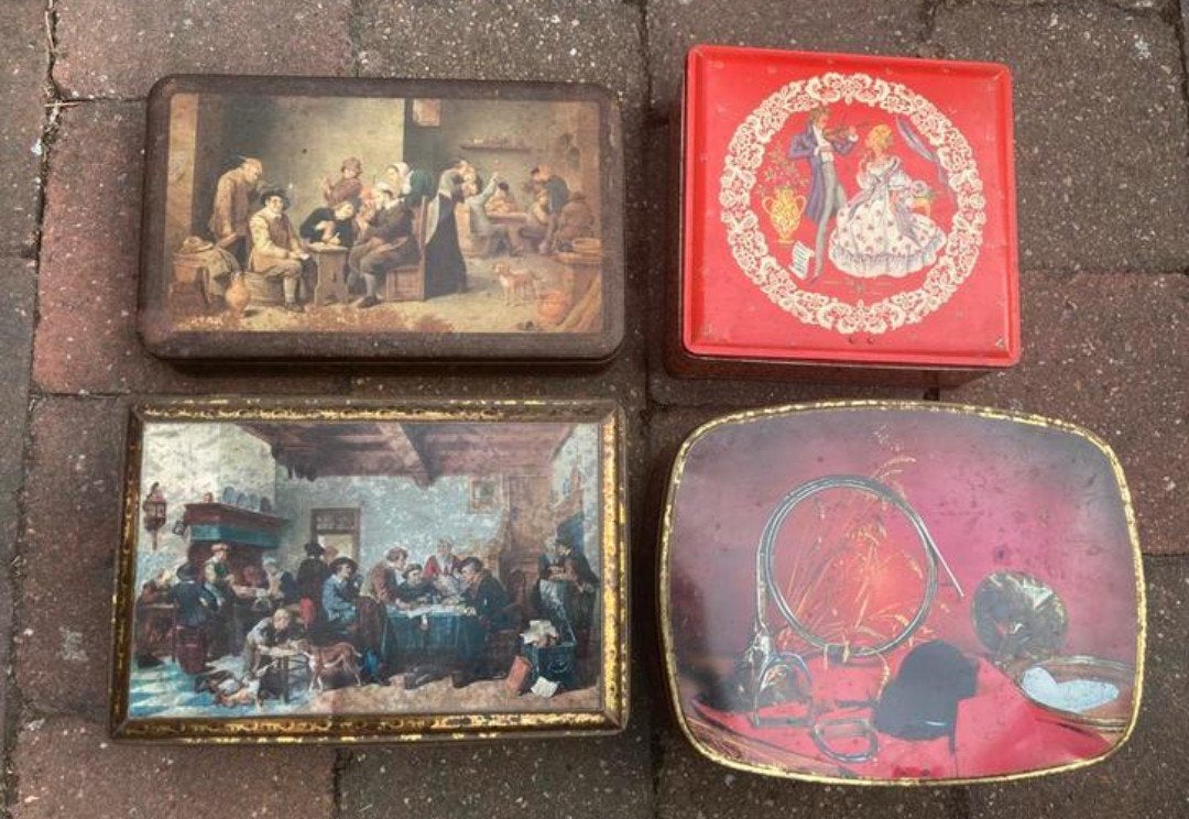 Set van 6 unieke vintage retro blikken, Ophalen, Huis en Inrichting