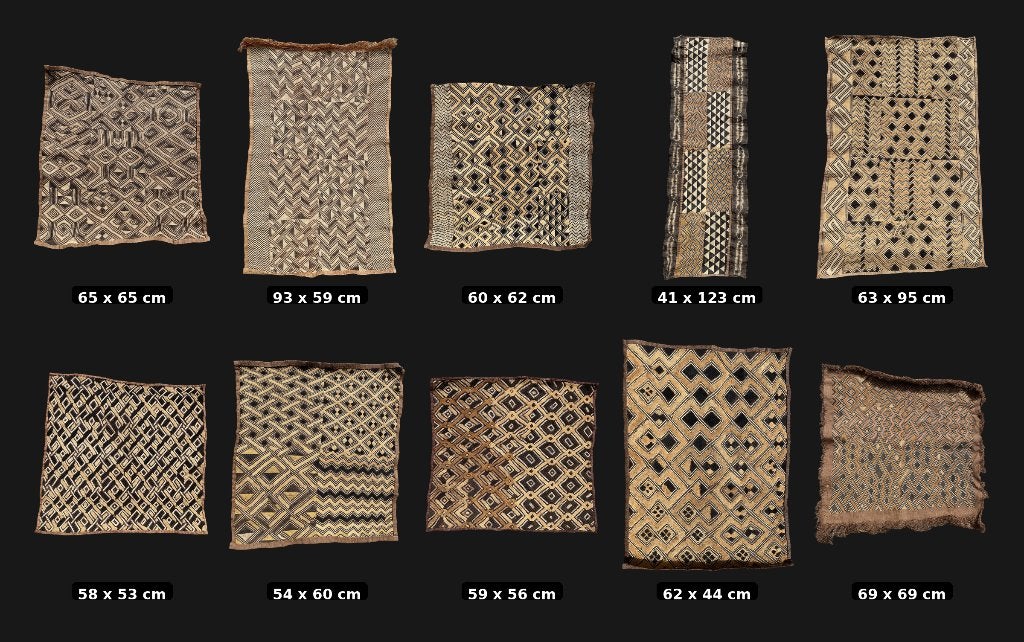 Exceptionnel lot de 10 tapis Kuba en Raphia ancien, Antiek en Kunst, Kunst | Niet-Westerse kunst, Ophalen of Verzenden