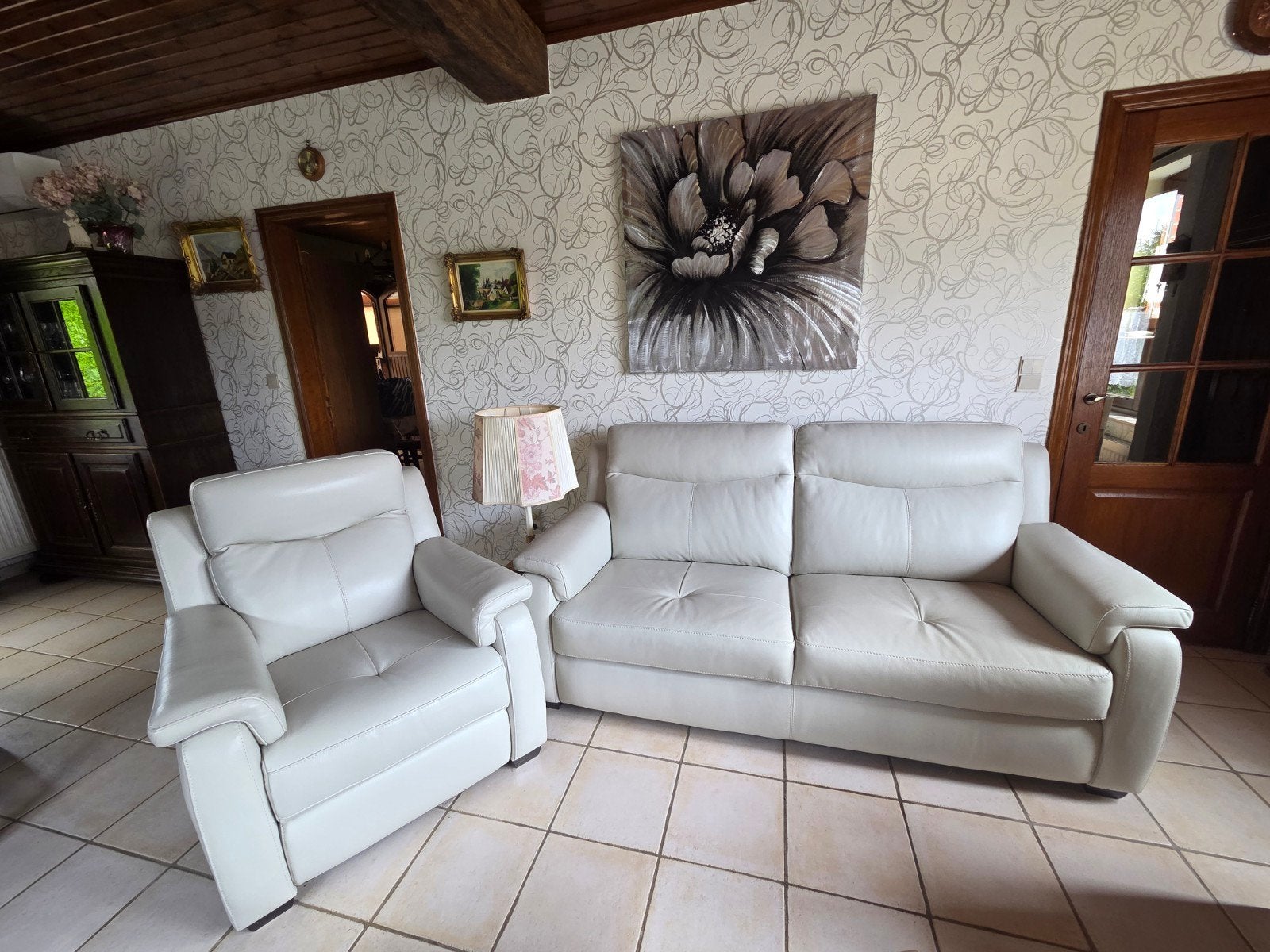 salon en cuir, Maison & Meubles, Enlèvement, Cuir