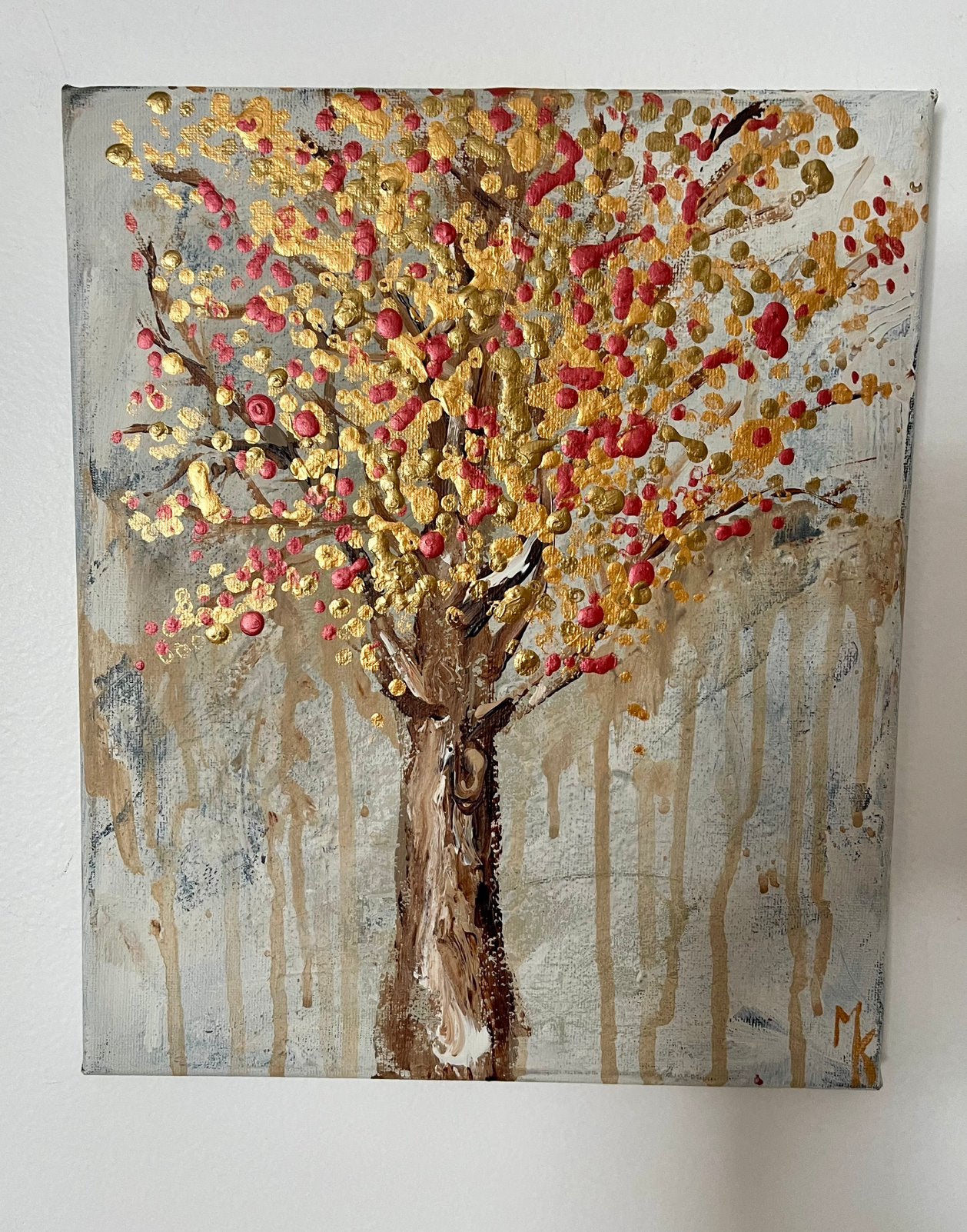 Peinture d'arbre doré Mk Art, Antiquités & Art, Art | Peinture | Moderne, Autre sujet, Peinture acrylique, Autres matériaux, Signé