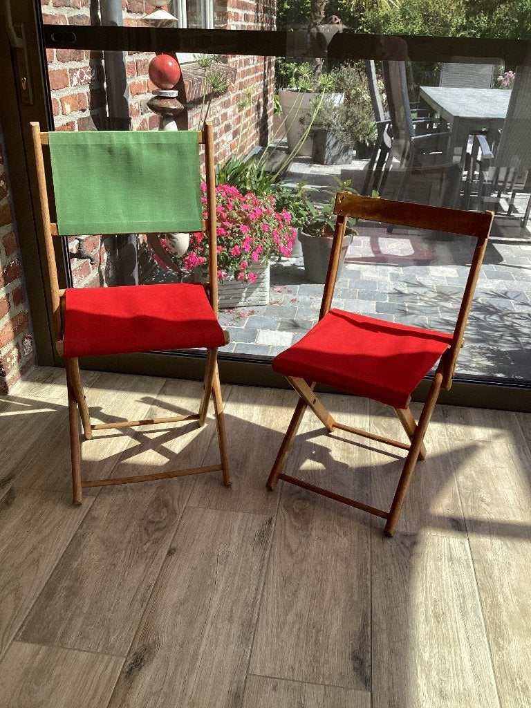 2 vintage klapstoelen, gemaakt van hout., Ophalen, Gebruikt