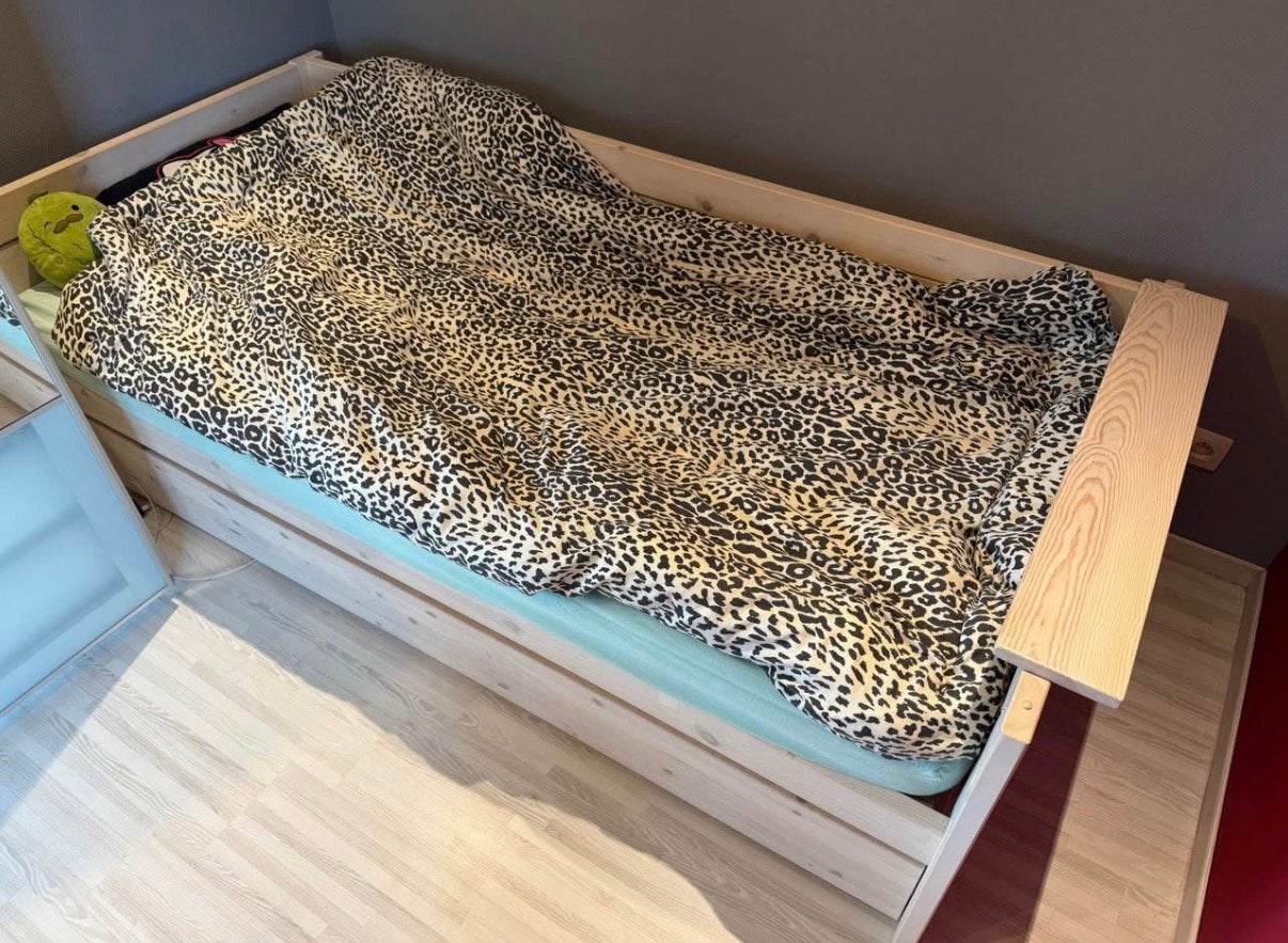 Lifetime 1 persoonsbed met lade, Ophalen, 90 cm, Eenpersoons, Beige