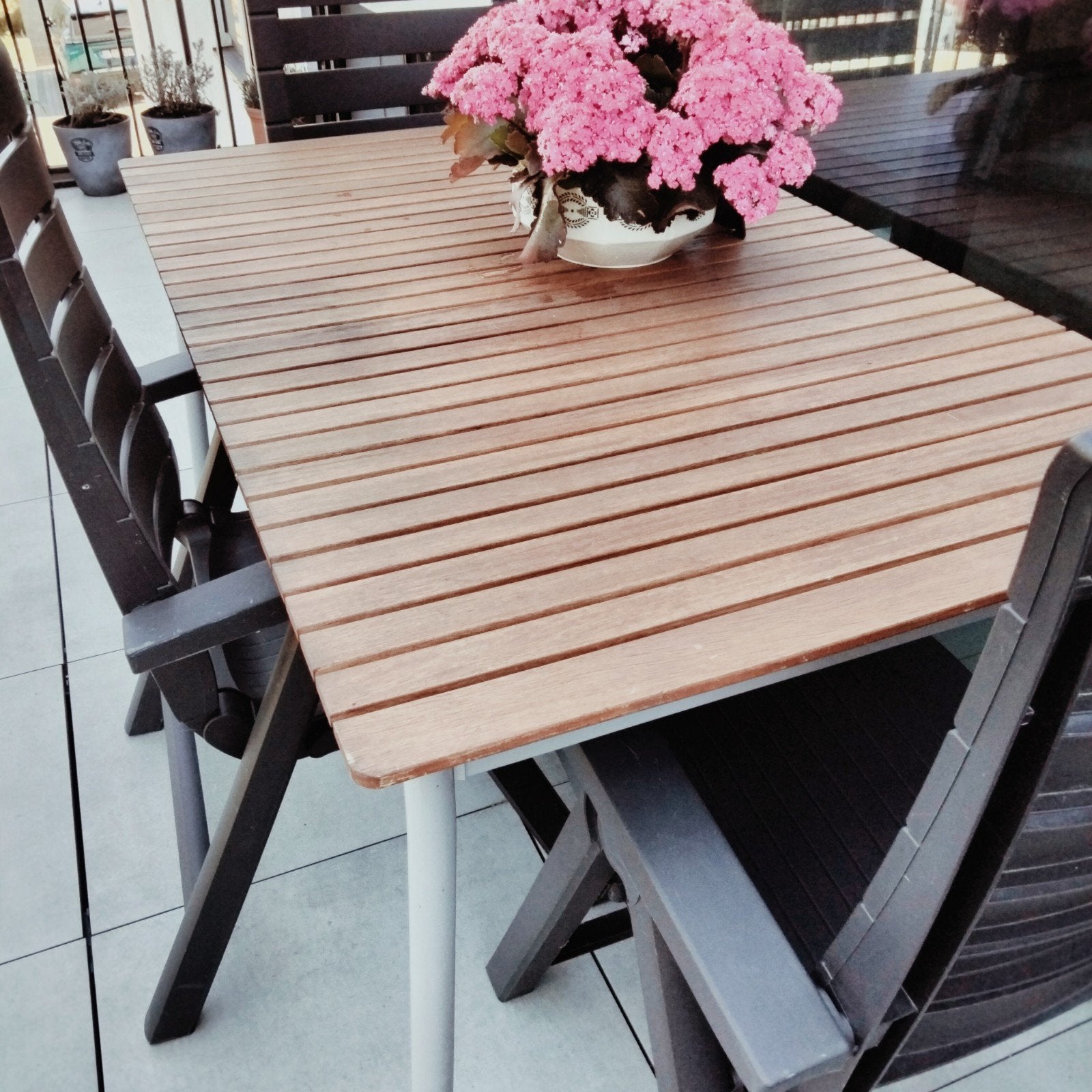 terras tafel als nieuw, Ophalen, Zo goed als nieuw, Hout