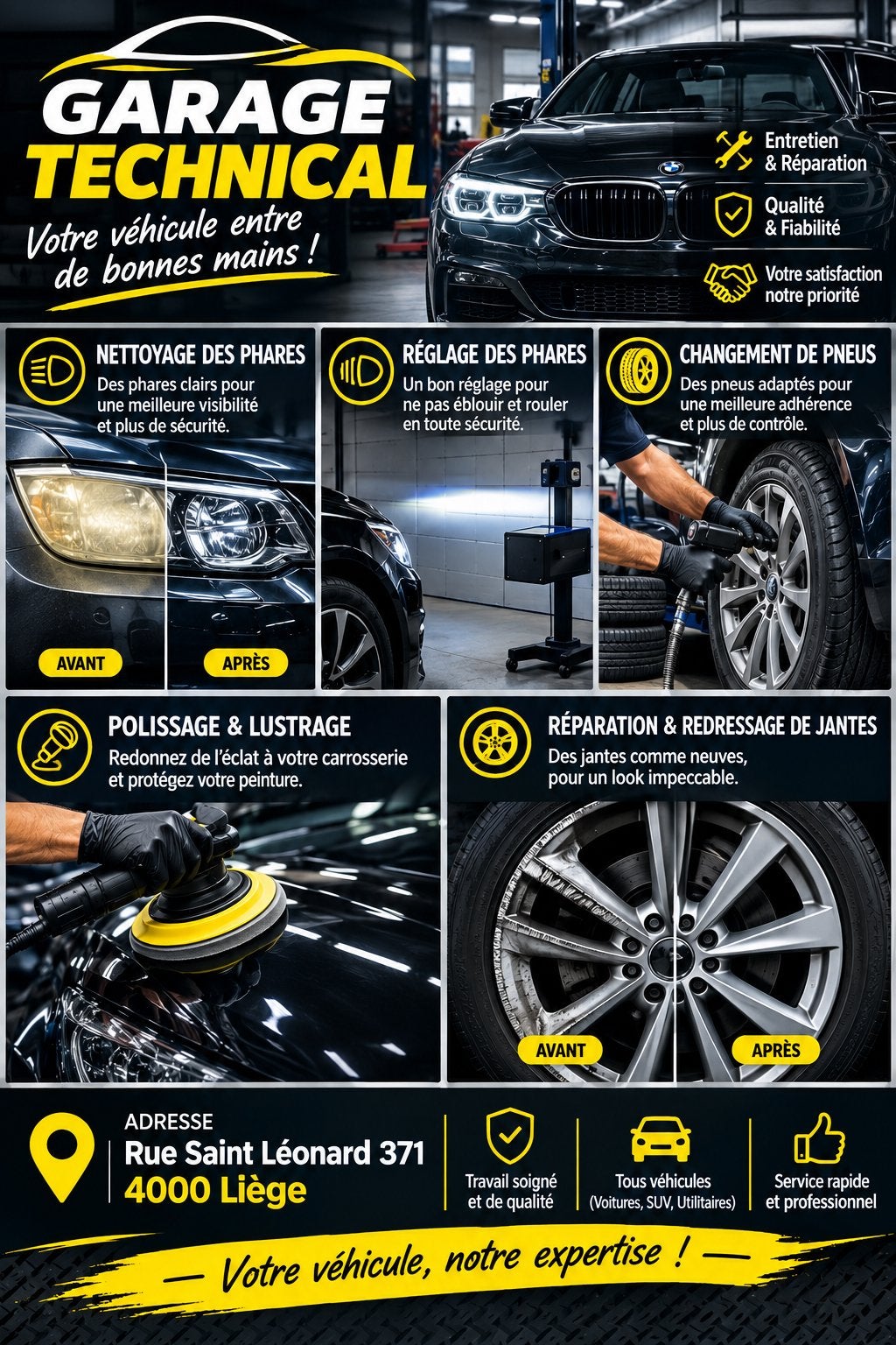 GARAGE TECHNICAL – Phares, Pneus, Jantes & Polissage | Liège