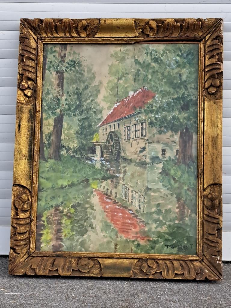 Aquarelle moulin a eau forte signe p de ruyt, Enlèvement ou Envoi