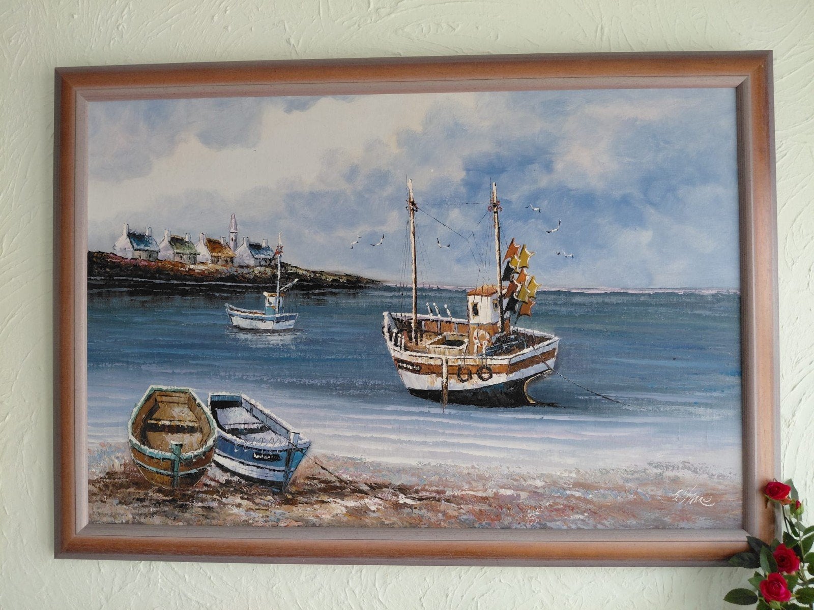 peinture avec des bateaux, Antiquités & Art, Enlèvement