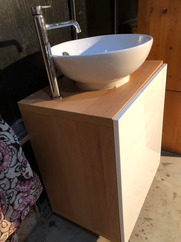 Meuble se salle de bain avec vasque et robinet, Ophalen, Gebruikt, 50 tot 100 cm, Minder dan 100 cm