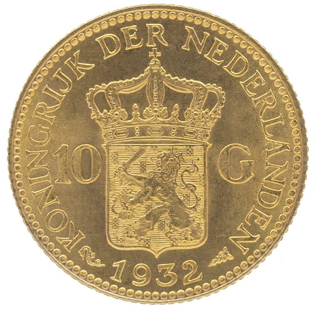 Nederland 10 Gulden 1932 Wilhelmina, Postzegels en Munten, Ophalen of Verzenden, Goud
