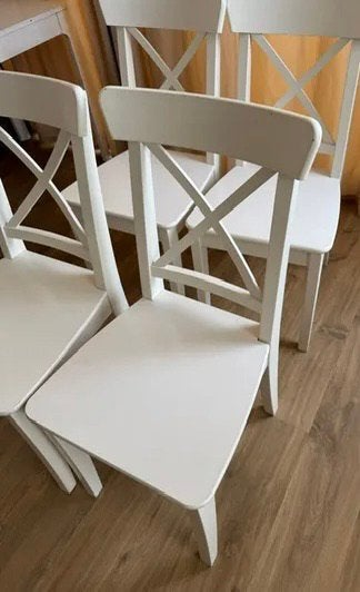 Chaises IKEA INGOLF blanches, Enlèvement, Utilisé, Classique, Quatre