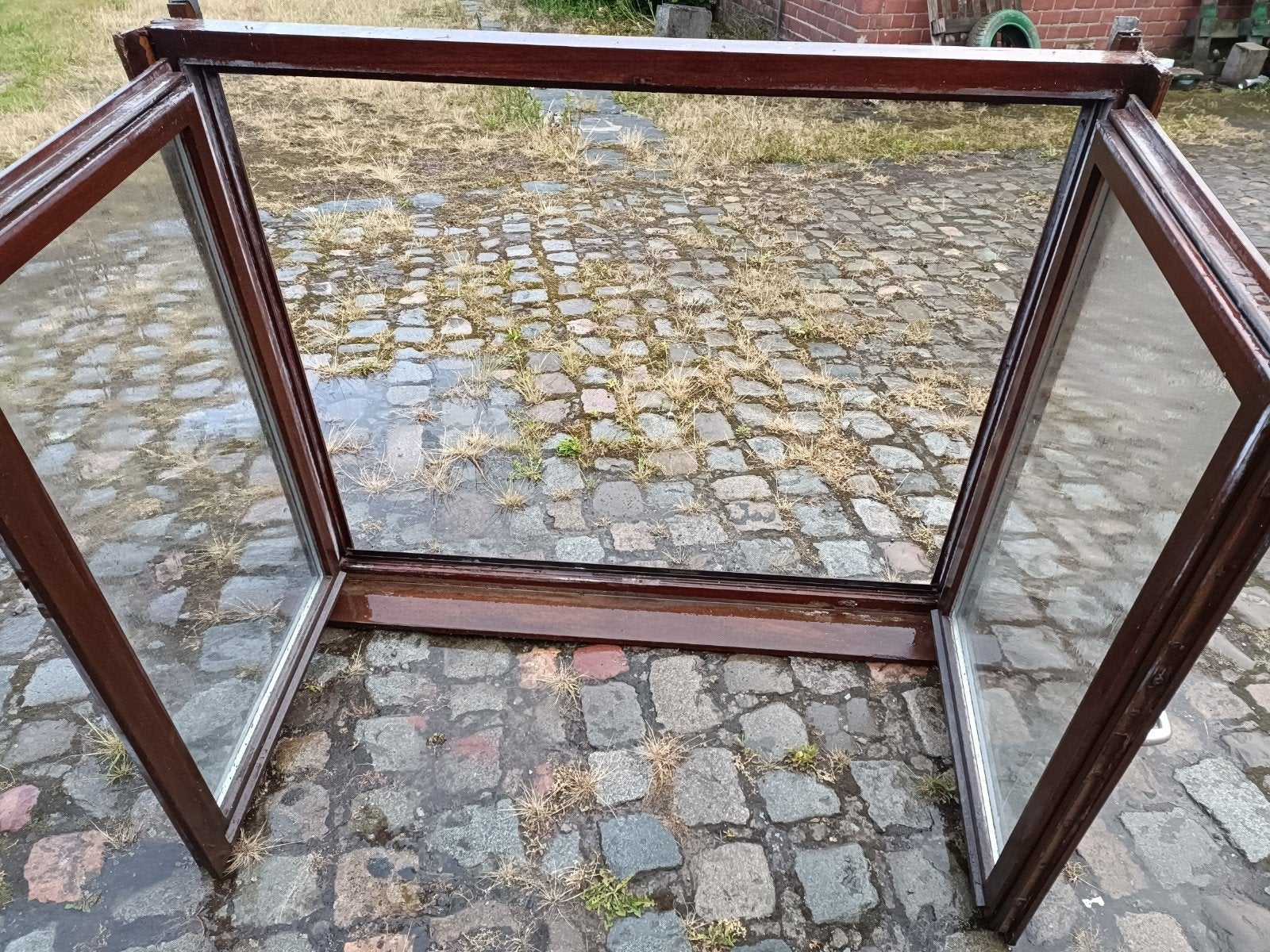 Te koop: 2x Meranti houten kozijnen / ramen (diverse maten), Ophalen