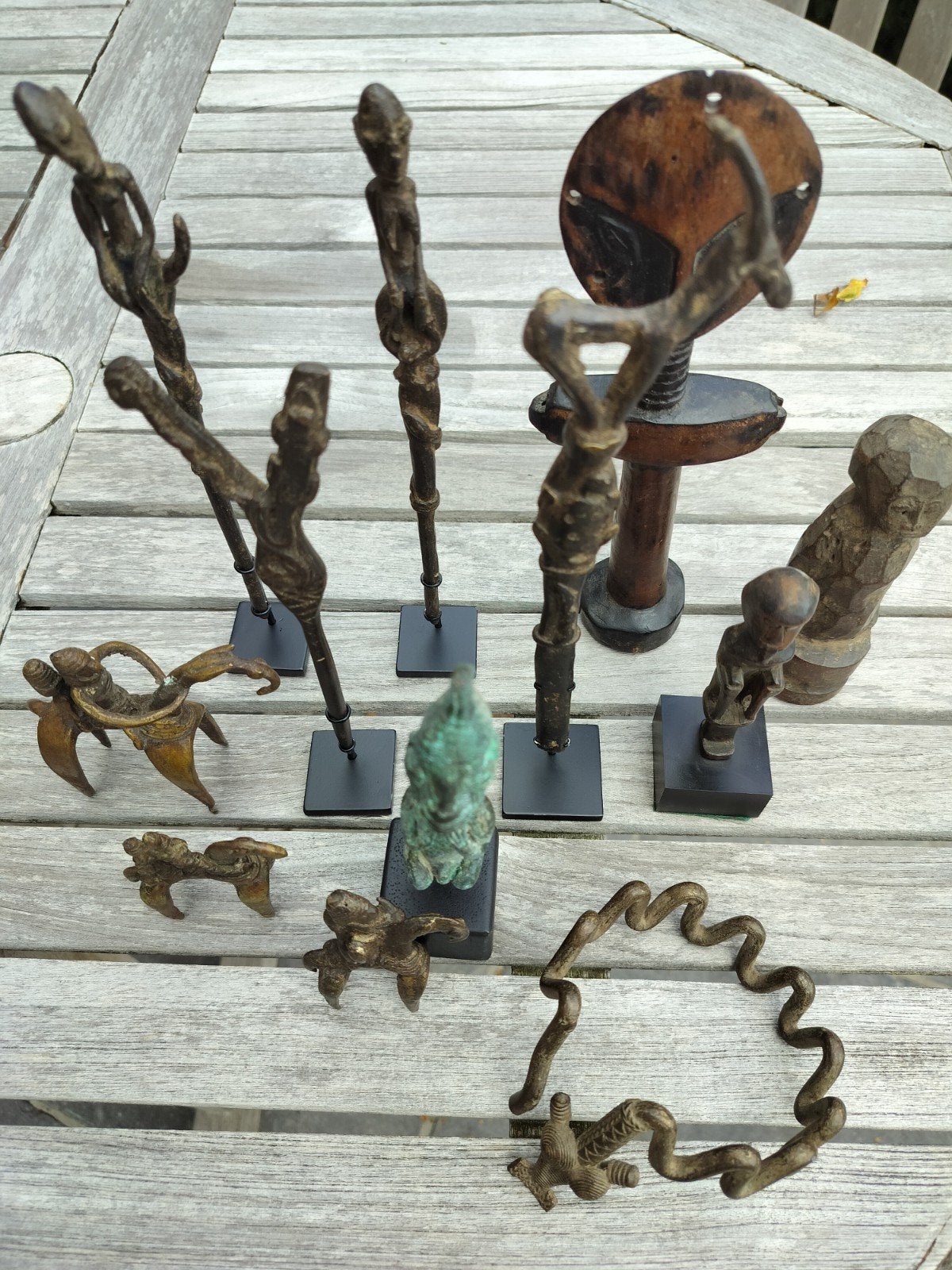 collection d'art africain vintage, Antiquités & Art, Fait main, Bronze, 20 cm, Afrique