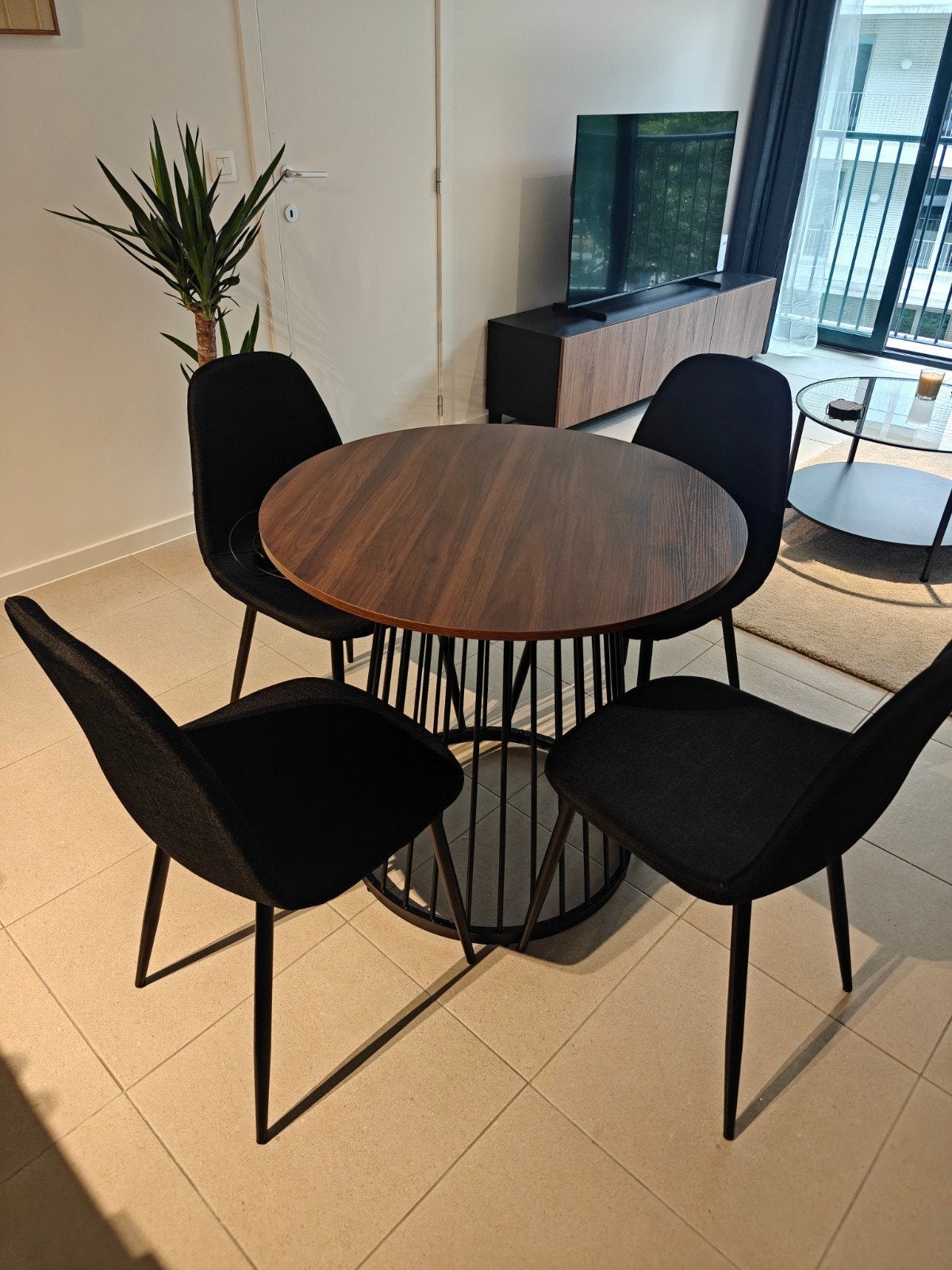 Ronde tafel 80cm  walnoot blad, Huis en Inrichting, Tafels | Eettafels, 50 tot 100 cm, Rond, Nieuw, 50 tot 100 cm