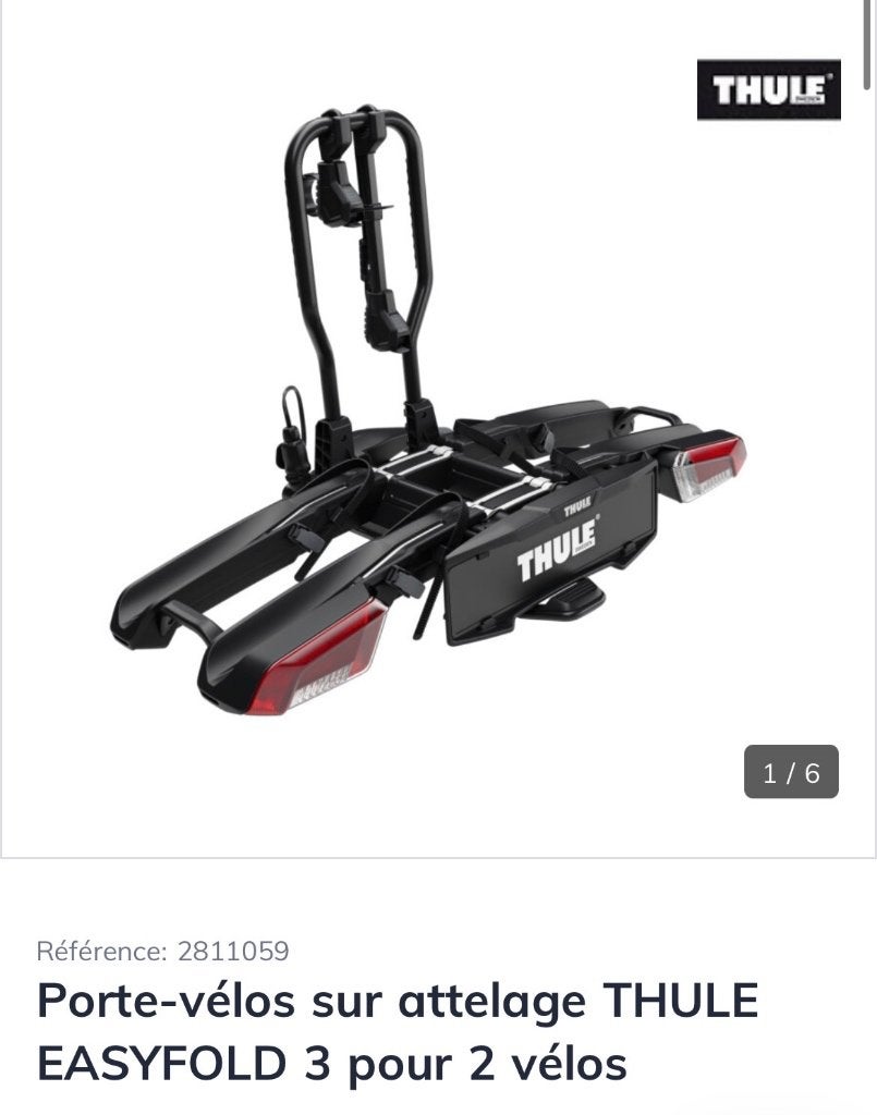 Porte-vélos sur attelage THULE EASYFOLD 3 pour 2 vélos Neww…, Autos : Divers, Neuf, Support d'attelage, Enlèvement, 2 vélos