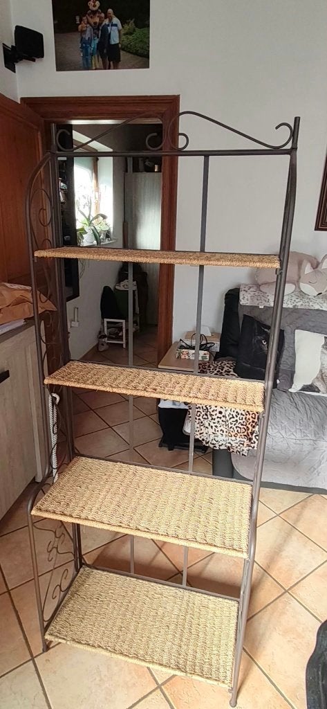 Etagère en fer forgé & rotin, Maison & Meubles, Enlèvement, Comme neuf