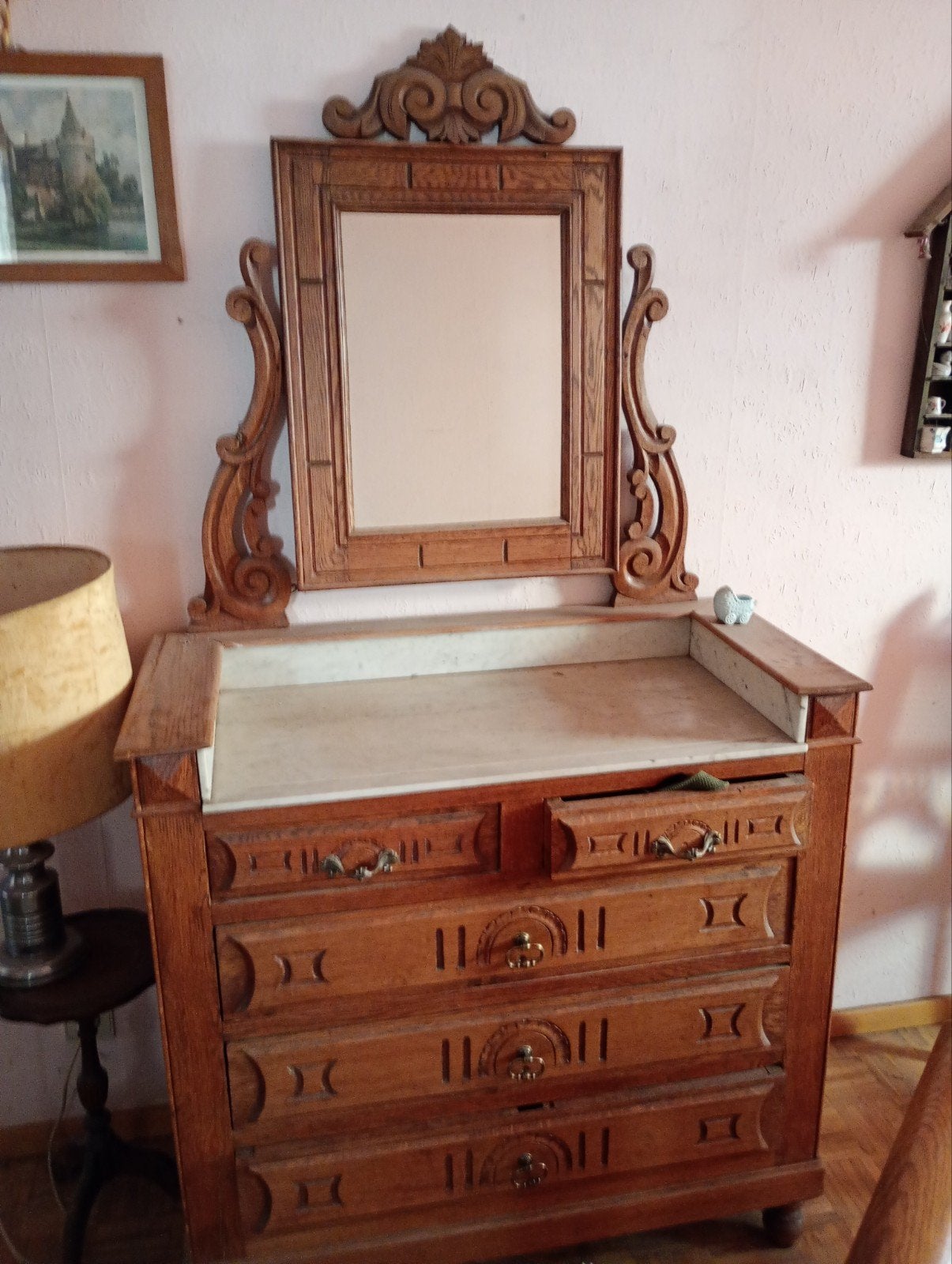 commode, coiffeuse ancienne avec miroir, Enlèvement