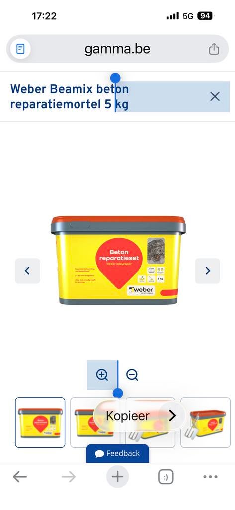 Weber Beamix beton reparatiemortel 5 kg, Ophalen, Beton