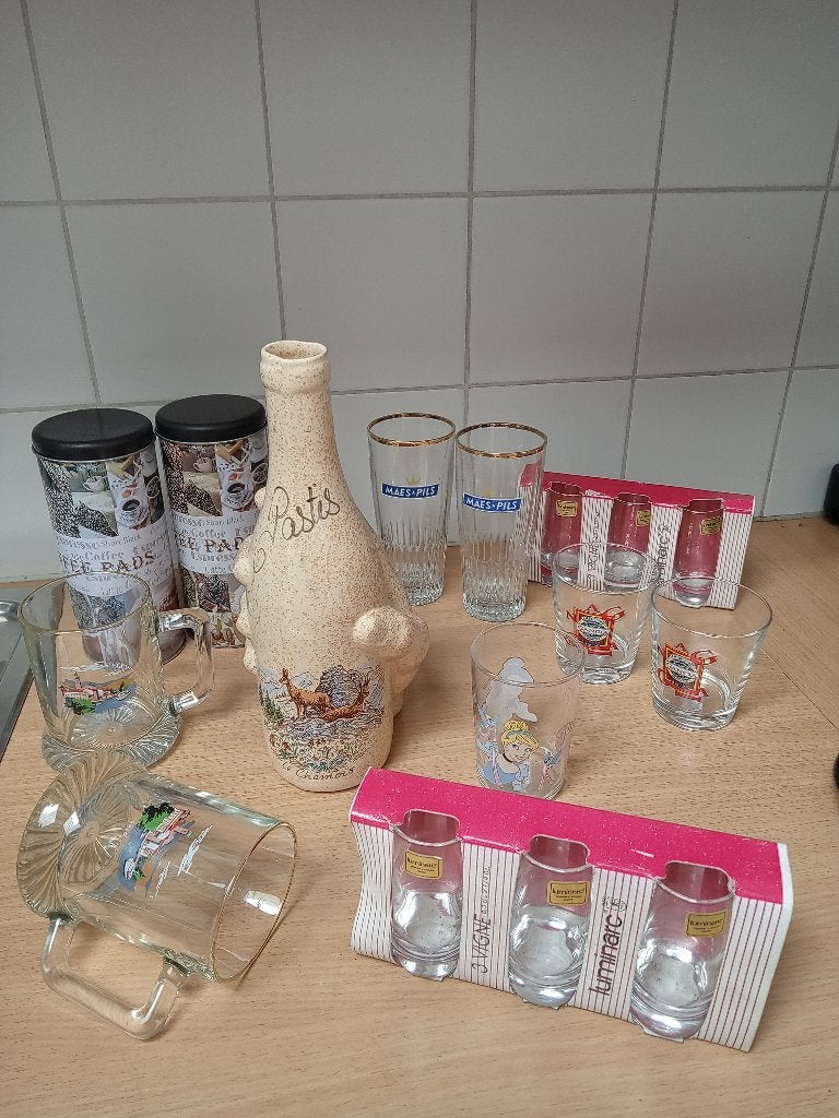 LOT 16 stuks  oa glazen - serveerfles PASTIS   Zacht prijsje, Enlèvement ou Envoi, Utilisé