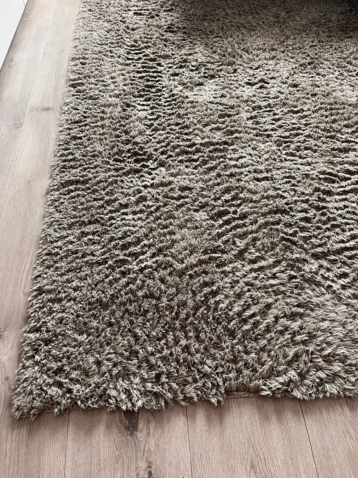 Tapijt hoogpolig 200x300 taupe, Enlèvement, Comme neuf, Gris