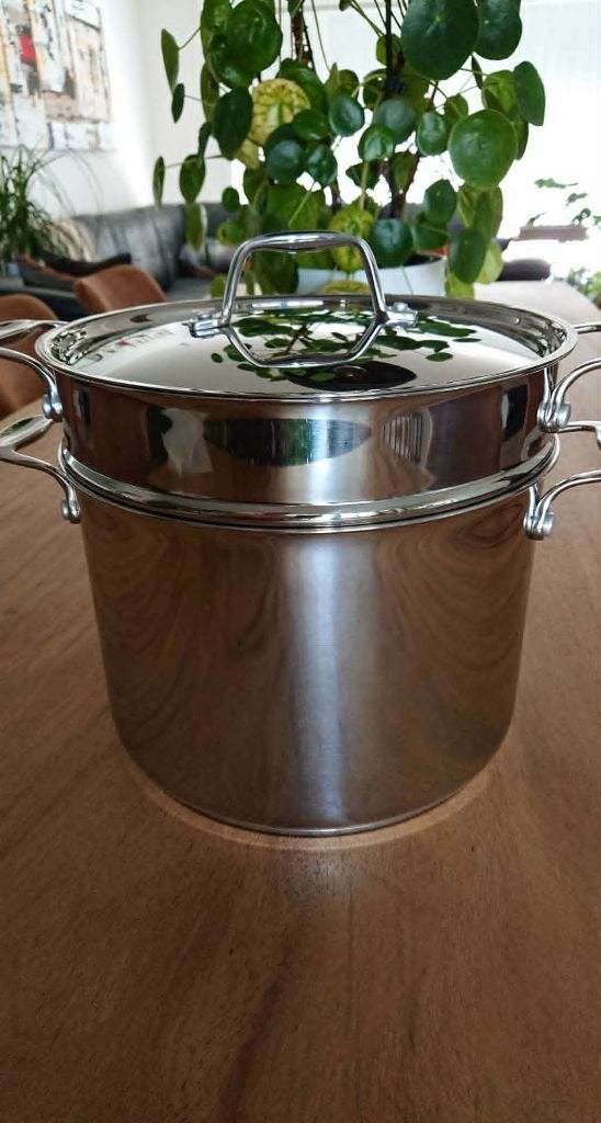 ZGAN Beka Chef Pasta Kookpot met Deksel & Vergiet - Ø 24cm, Inox, Met handvatten, Ophalen of Verzenden, Zo goed als nieuw