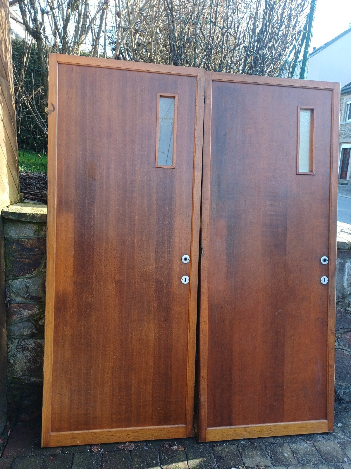 2 Portes en chêne 203/76 avec chambranles, Bricolage & Construction, Enlèvement, Utilisé, Bois, Vitre comprise