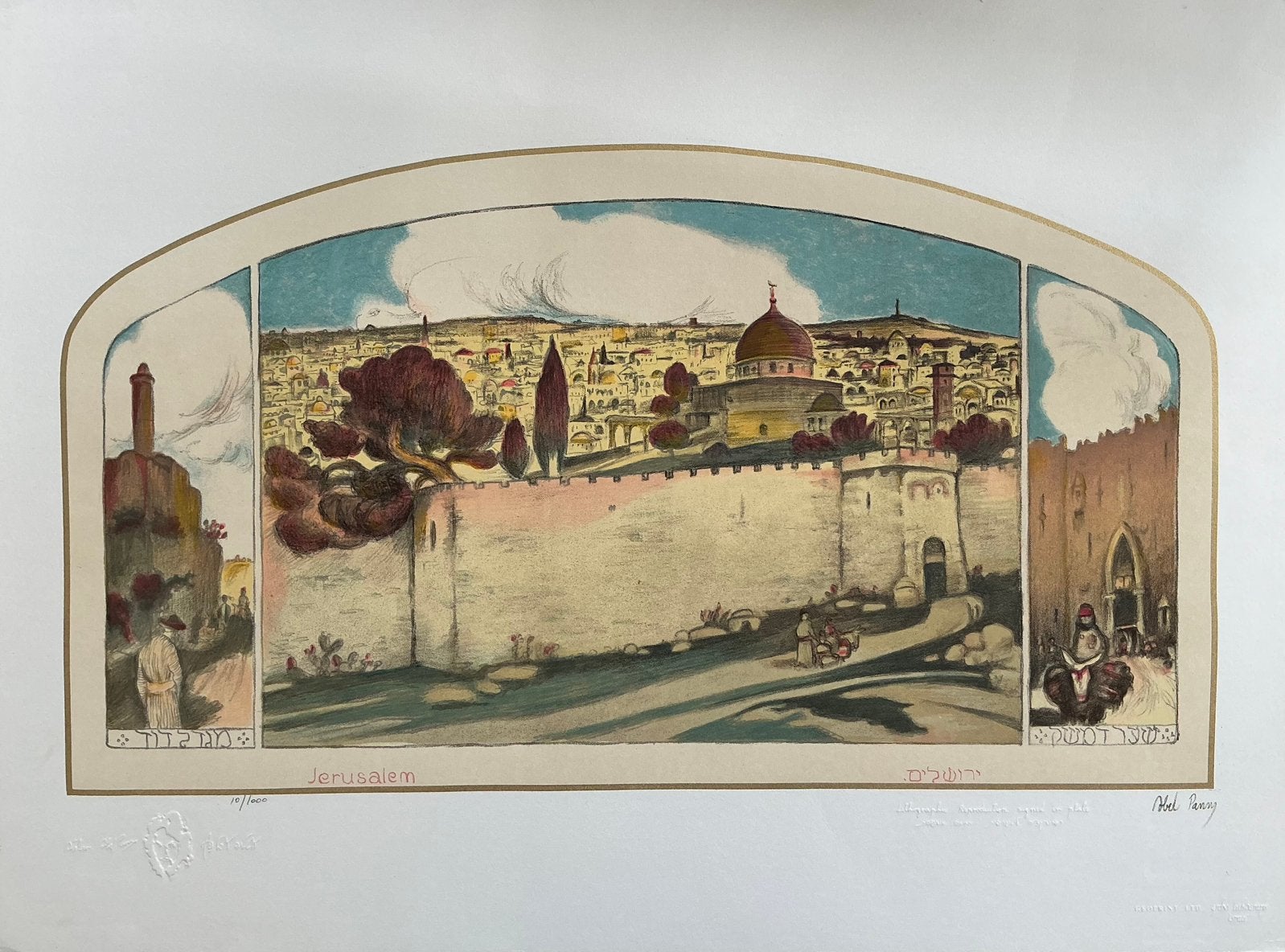Litho Abel Pann (1883–1963) Jerusalem, Ophalen, Zo goed als nieuw