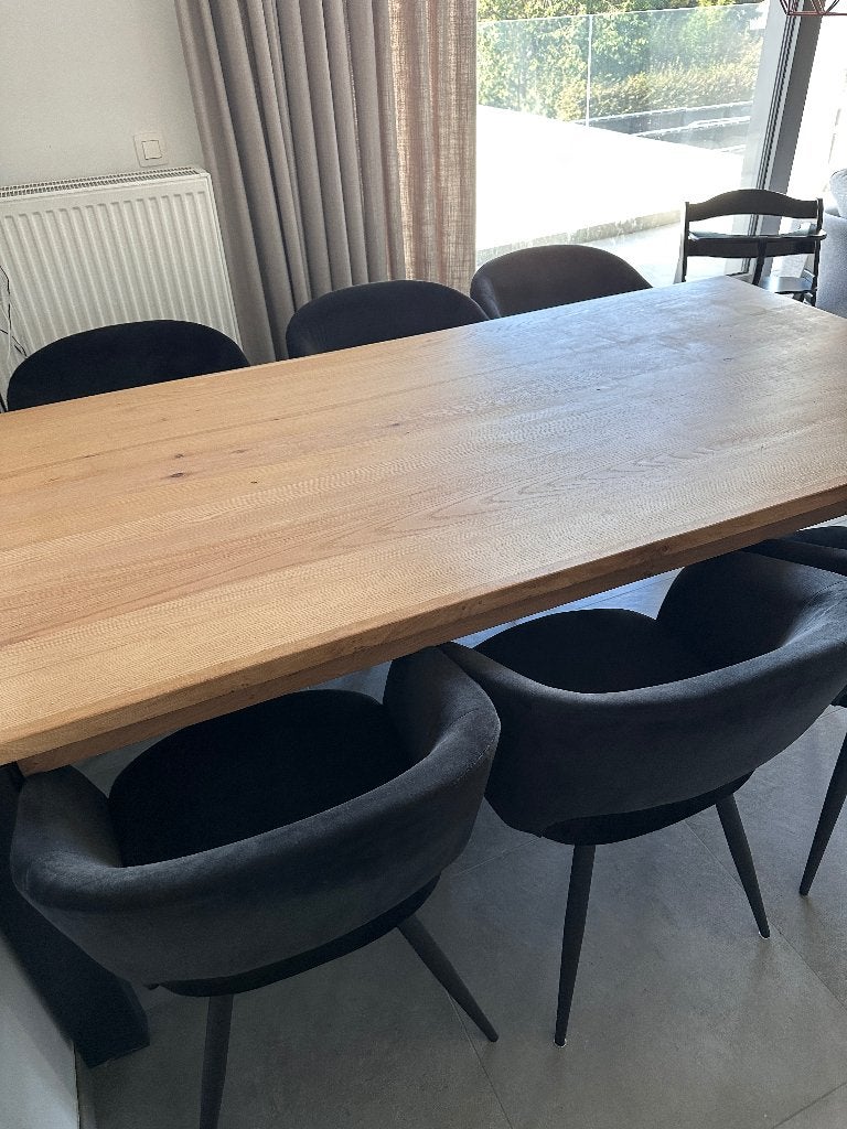 Table à manger en bois avec 6 chaises, Maison & Meubles, 100 à 150 cm, Enlèvement, Utilisé, Chêne