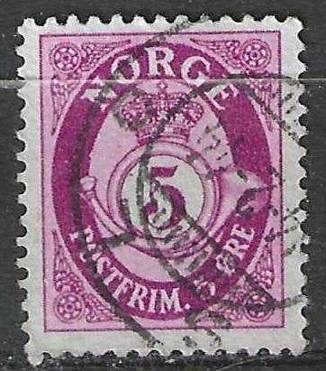 Norvège 1921/1929 - Yvert 92 - Chiffre en ovale - 5 p. (ST), Envoi, Norvège, Affranchi