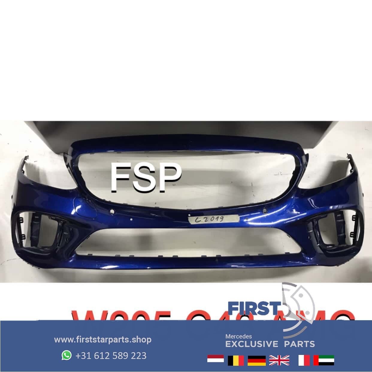 W205 C205 FACELIFT AMG LINE VOORBUMPER BLAUW 2018-2021 ORIGI, Gebruikt, -, Voor, Ophalen of Verzenden