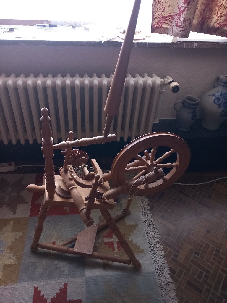 spinnenwiel, Ophalen, Gebruikt, Spinnewiel
