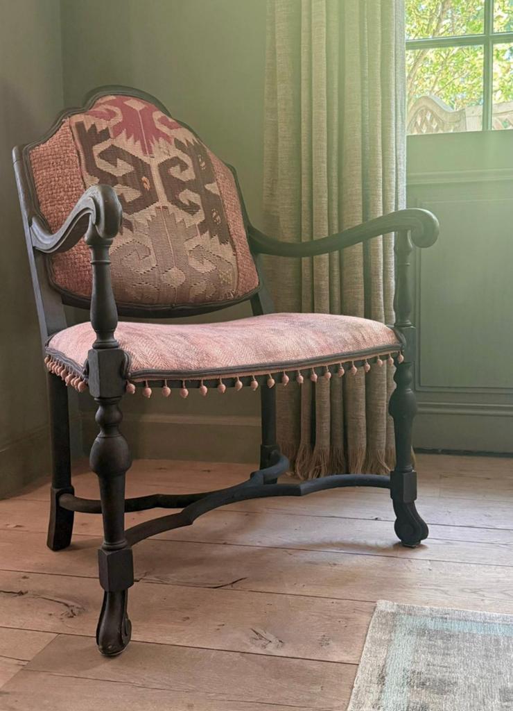 One of a Kind Artisanale Kelim Lounge Fauteuil, Ophalen of Verzenden