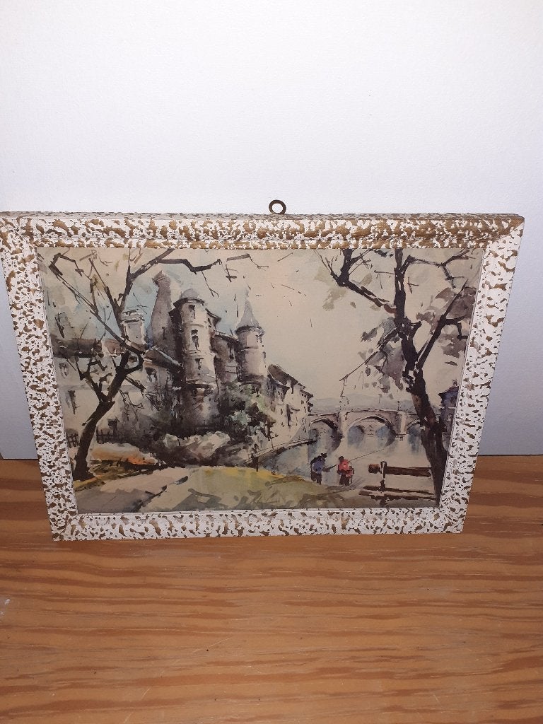 Cadre avec un château vintage, Antiquités & Art, Enlèvement