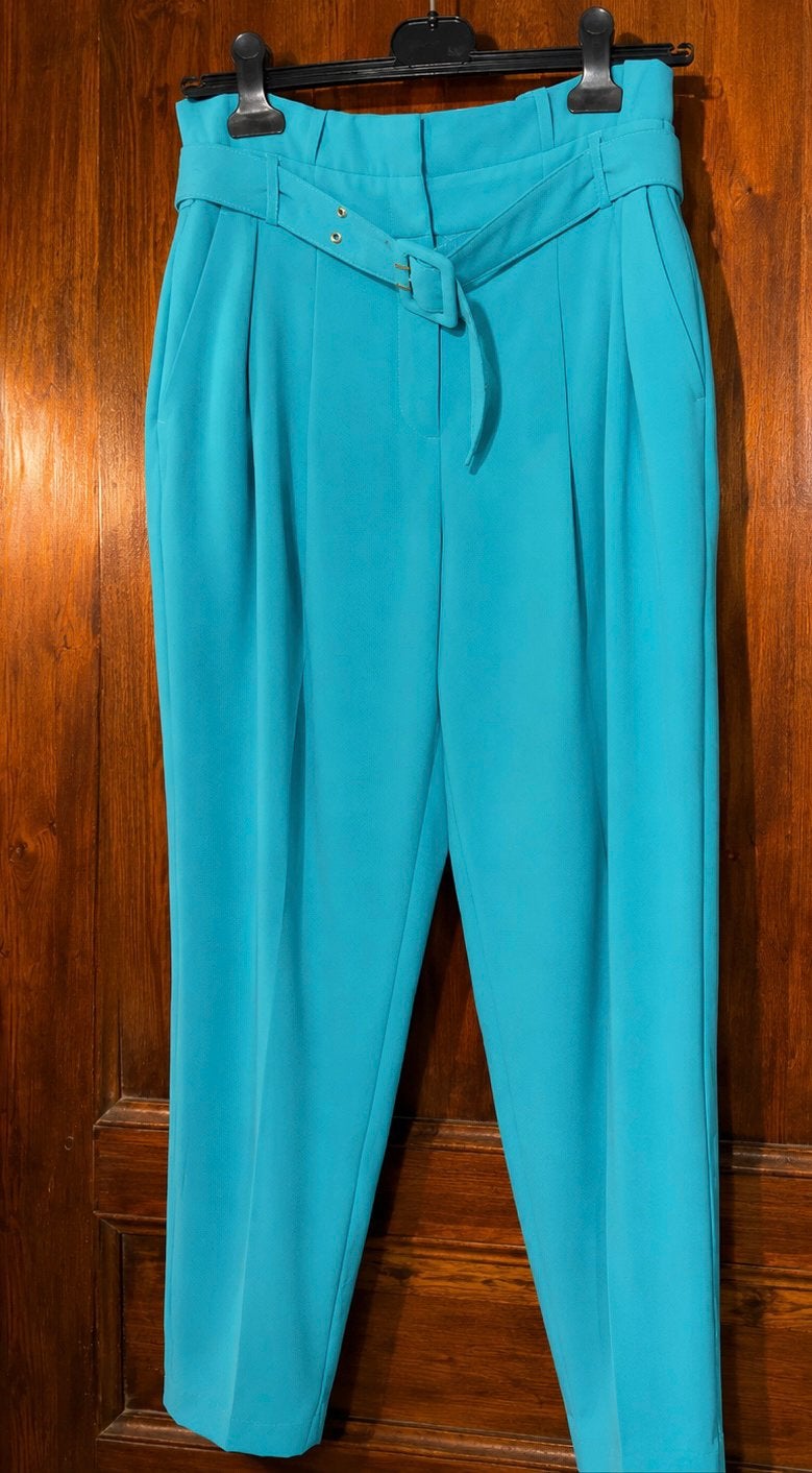 Pantalon bleu turquoise- Taille L, Kleding | Dames, Broeken en Pantalons, Maat 42/44 (L), Zo goed als nieuw, Lang, Verzenden