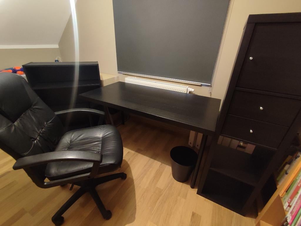 Bureau complet, Classique, Comme neuf, Bureau-armoire combiné, Réglable en hauteur