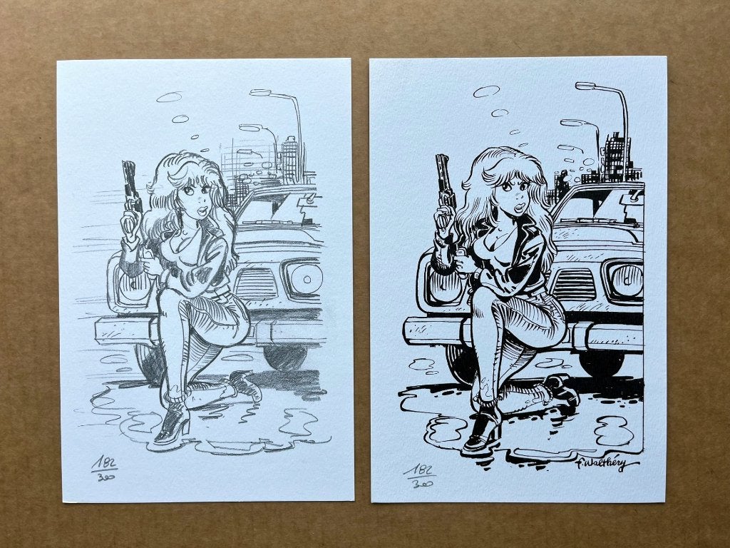 Rubine crayonné + N&B - Ex-libris Cap BD - Walthéry, Enlèvement ou Envoi