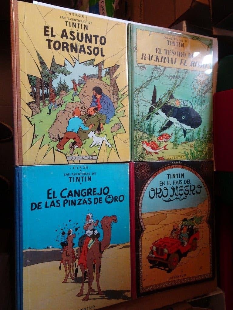 4 BD Tintin (Langue espagnole) - Hergé, Livres, BD, Plusieurs BD, Enlèvement ou Envoi, Utilisé, Hergé