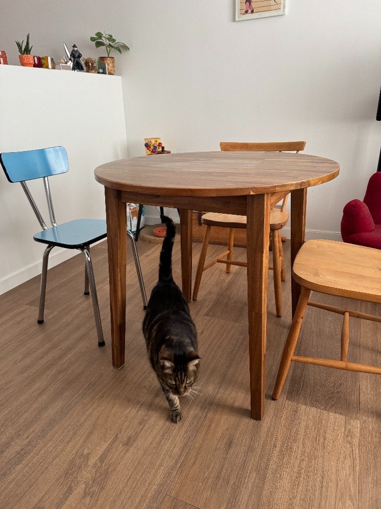 IKEA NACKANÄS ronde tafel van massief acaciahout – 80 cm, Huis en Inrichting, Ophalen, Gebruikt, 50 tot 100 cm, Rond