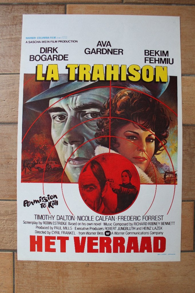 filmaffiche Dirk Bogarde Permission To Kill filmposter, Rechthoekig Staand, Ophalen of Verzenden, Zo goed als nieuw, A1 t/m A3