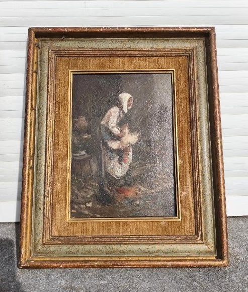 Huile sur panneau deblumage, Antiquités & Art, Enlèvement ou Envoi, Panneau