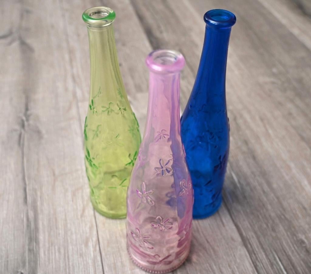 Ikea vazen flessen, decoratie IKEA Emma Dafnäs vintage, Ophalen, Gebruikt, Blauw, Glas