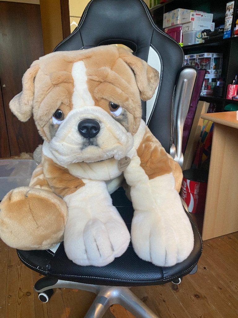 Schitterende Engelse bulldog-knuffel, Kinderen en Baby's, Ophalen of Verzenden, Zo goed als nieuw, Hond