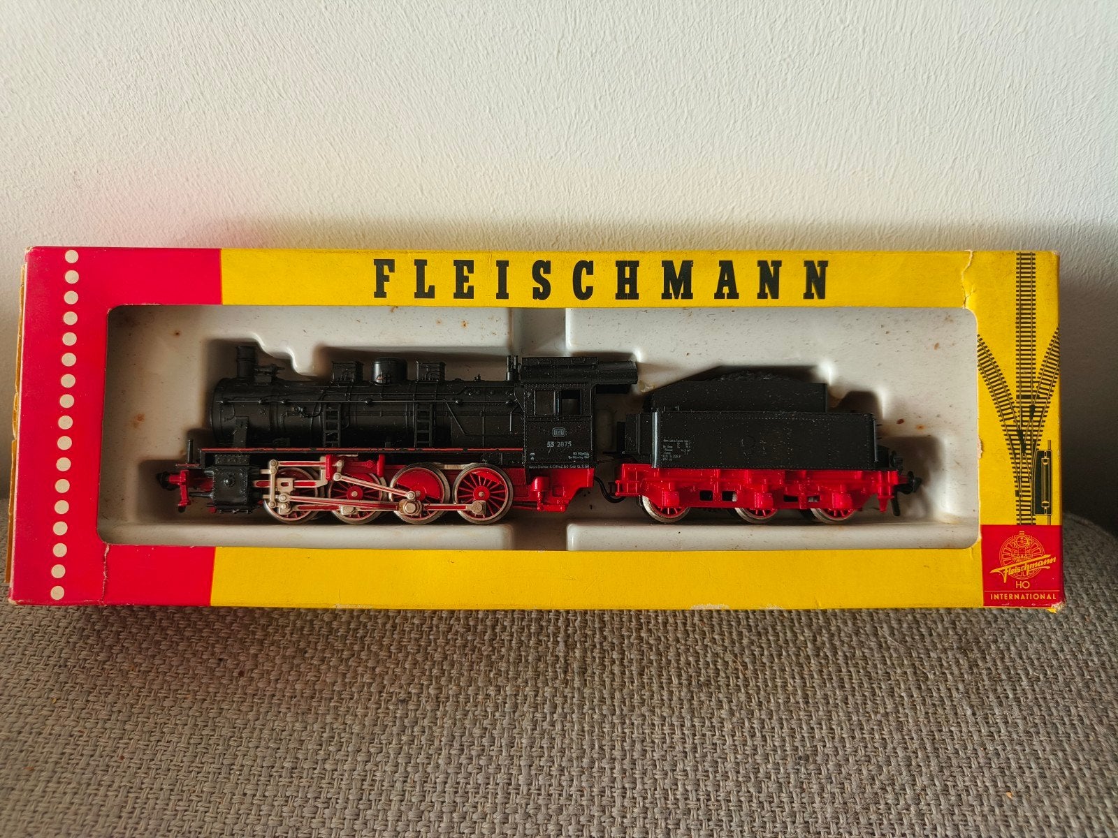 Fleischmann 1351 HO BR55 2875 stoomlocomotief DB — getest we, Hobby en Vrije tijd, Modeltreinen | N-Spoor, Fleischmann, Ophalen of Verzenden