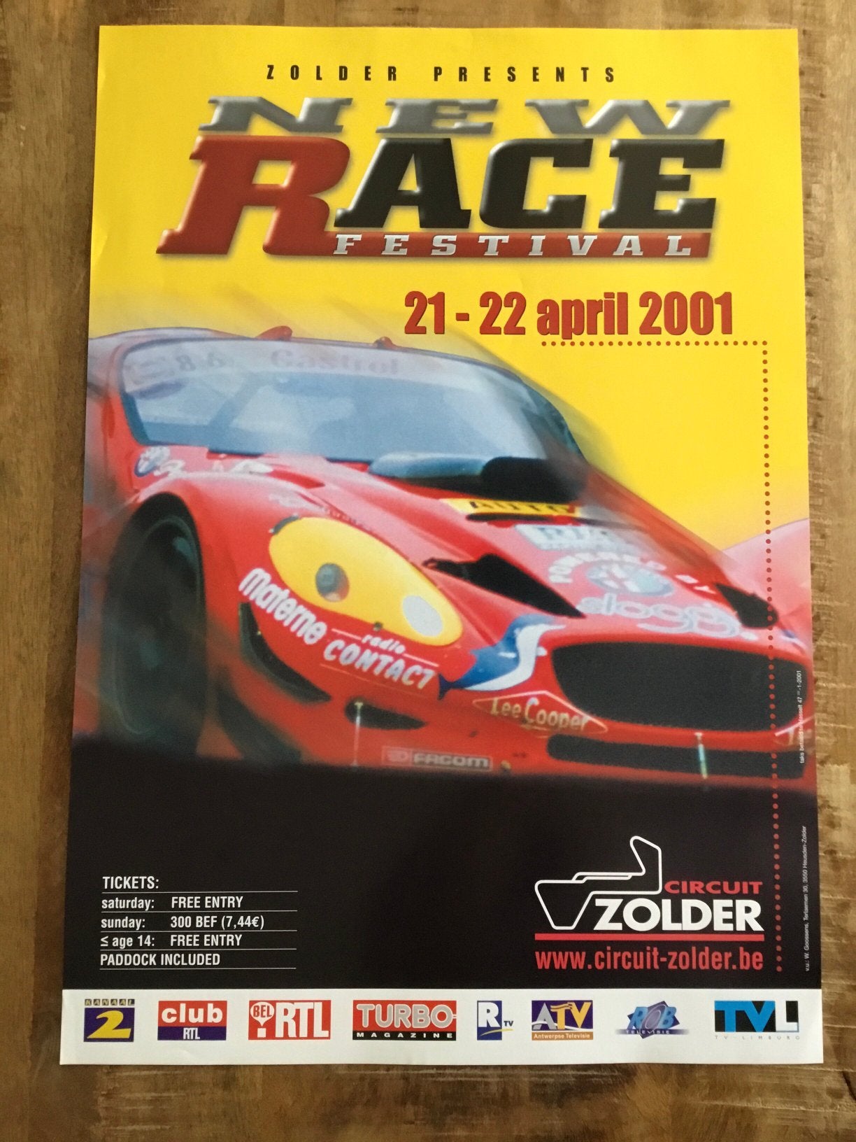 Affiche new race festival zolder 2001, Ophalen of Verzenden, Zo goed als nieuw