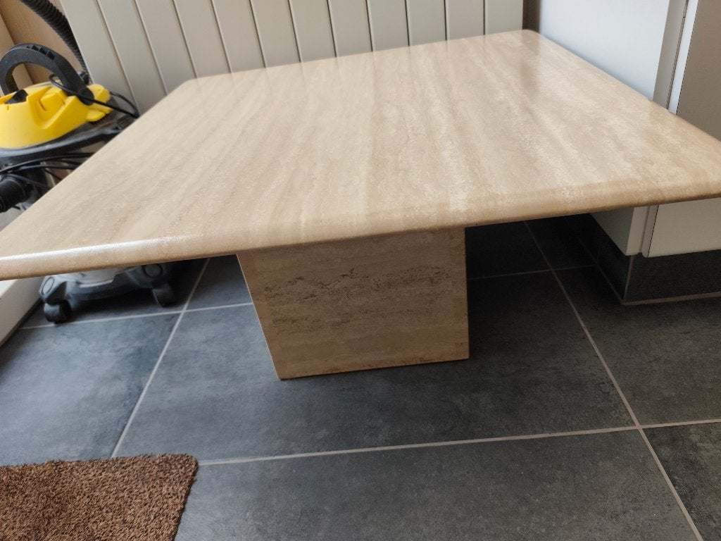 Salontafel travertin GERESERVEERD, Ophalen, Gebruikt, Vierkant, Overige materialen
